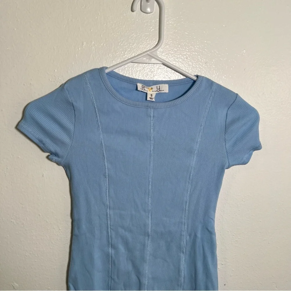 Be Only You B.O.Y. Girls Size Small Seamless Knit Mini Dress Light Blue Short